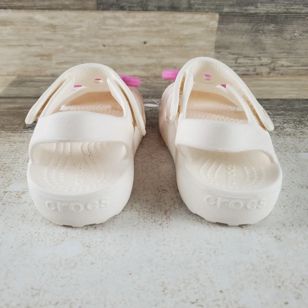 Crocs Classic Flower Fisherman Sz Sandals 8 C8 Prominent Pink white Sneakers